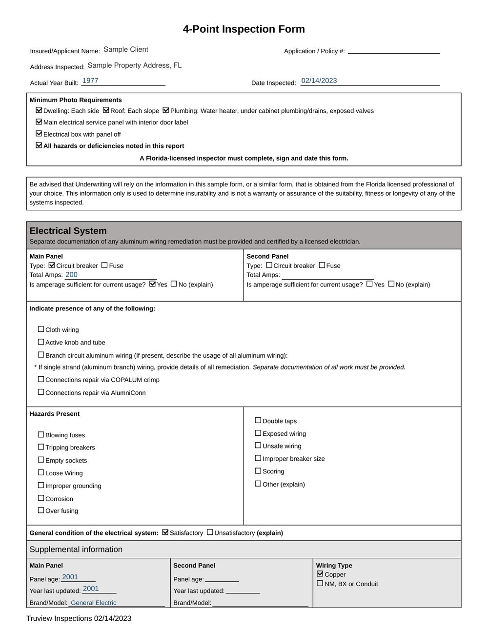 Sample home inspection report page from TruView, the home inspector Miami buyers trust for detailed HD reporting
